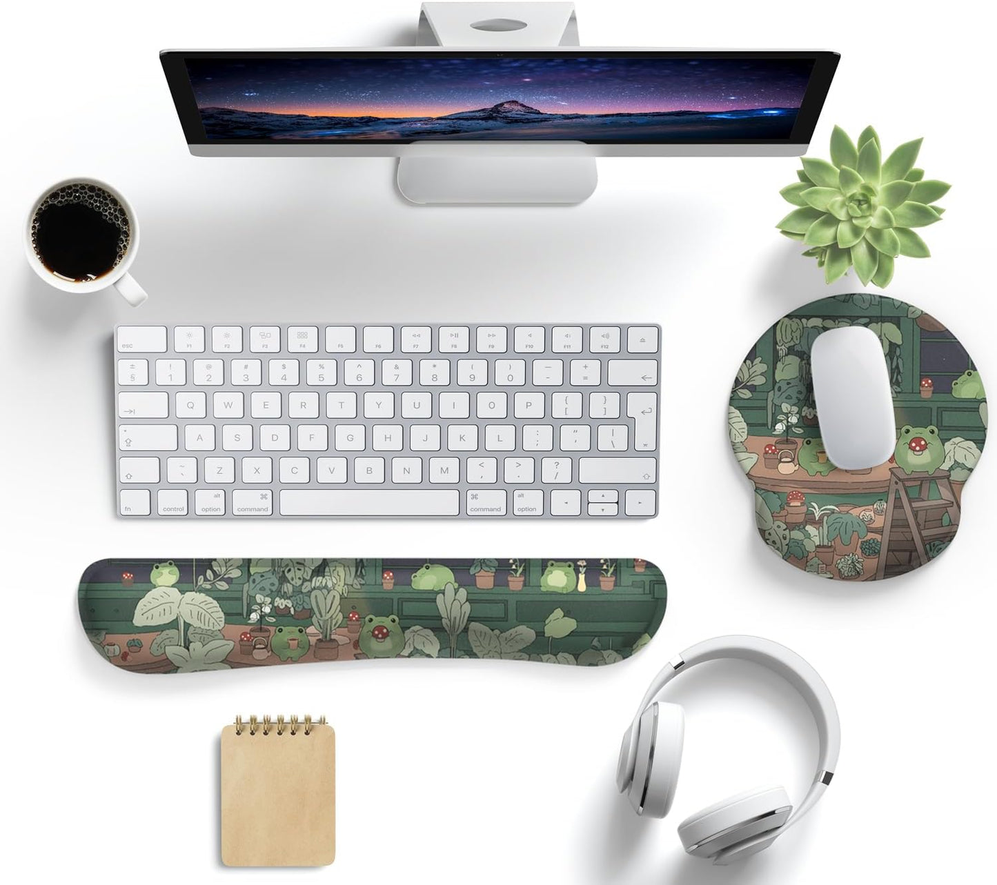 Ghost Book Mousepad with Wrist Rest Halloween Computer Keyboard Mouse Pad Black Cute, Mouse Pad with Wrist Rest for Computer Keyboard, 2 In1 Mousepad with Wrist Support Easy Typing&Relieve Wrist Pai