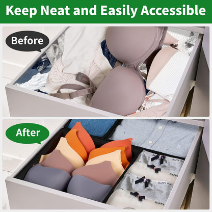 Criusia Drawer Organizer Clothes, 8 Pack Underwear Organizer, Foldable Closet Organizers and Storage Dresser Dividers for Clothes, Socks, Scarves, Ties (Gray)