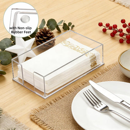 Cididu 2 Pack Acrylic Napkin Holder for Table, Clear Guest Paper Hand Towel Holder for Bathroom Countertop, 0.12'' Thickness Paper Napkin Dispenser Organizer Tray for Parties, Weddings, Party, Hotel