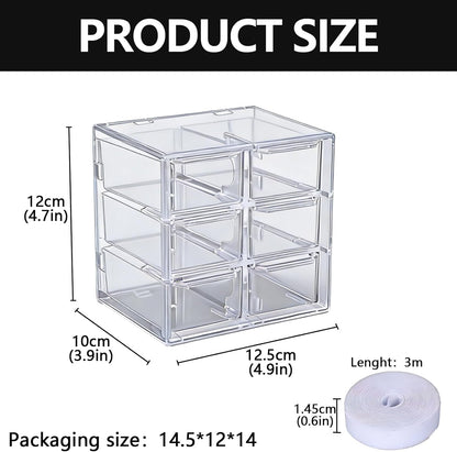 Cable Management Box 3 Layer 6 Compartment PP Material Cable Organizers for Desk Clear Cord Organizer with 118in Hook and Loop Tape Charger Organizer Electronics Travel Case for Home Office