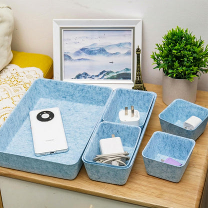 Desk Drawer Organizer Bins, 8pcs Felt Shallow Bathroom Storage Trays, Office Accessories & Workspace Organizers Jewelry & Makeup Boxes Containers(Black)