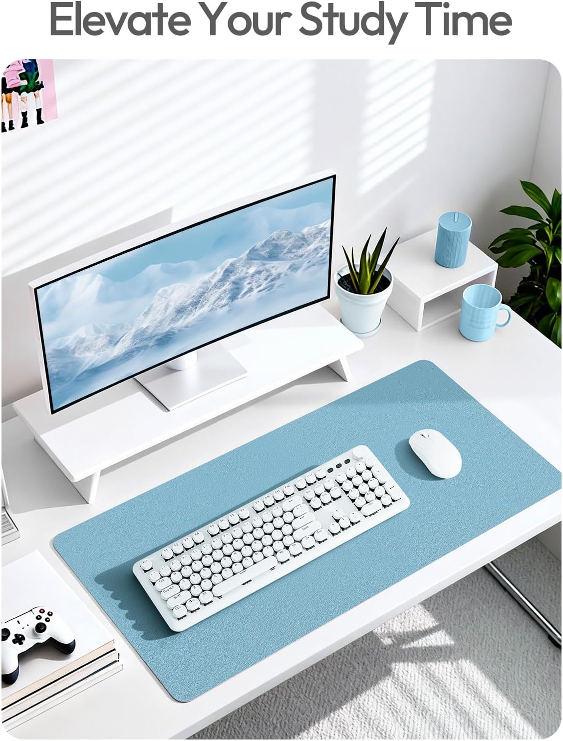 YSAGi Leather Desk Protector, Office Mat, Large Mouse Mat, Non-Slip PU Leather Blotter, Laptop Pad, Waterproof Writing Pad for Office and Home (Light Pink, 23.6" x 13.8") - Colors A