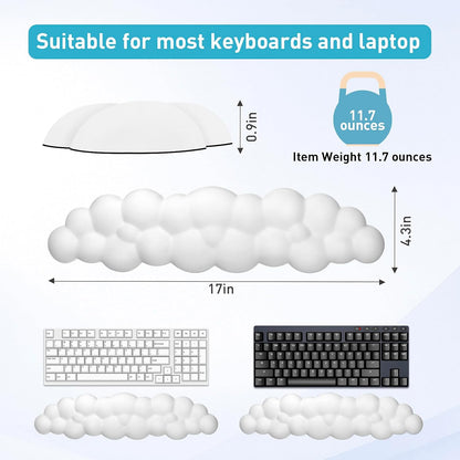Cloud Wrist Rest Keyboard – Memory Foam with PU Leather Wrist Support for Computer Keyboards, Ergonomically Designed for Typing Comfort and Pain Relief