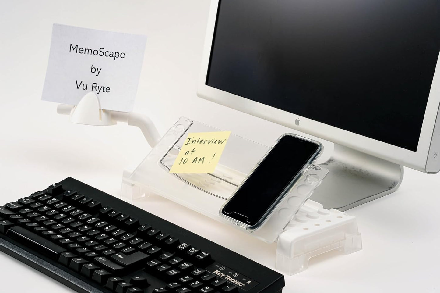 MemoScape Adjustable in-Line Document Holder for Typing | Reduces Neck Strain, Improves Focus, Boosts Desk Organization, and Workflow | Paper Holder Stand for Desk and Home Office - Black (VUR 2060)