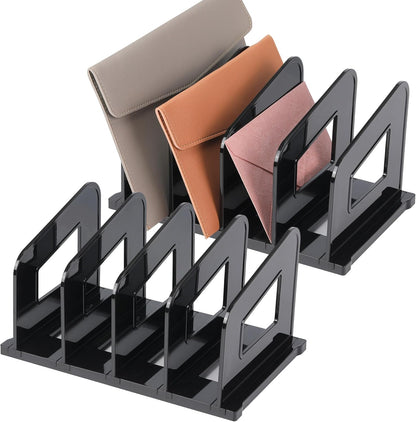 LALOBLUE File Organizer, Acrylic File Folder Organizer File Sorter, Plastic Vertical Book Dividers for Magazine Mail Letter Paper, Desktop Organizers for Office, Classroom & Home(4 Sections, 2 Pack)