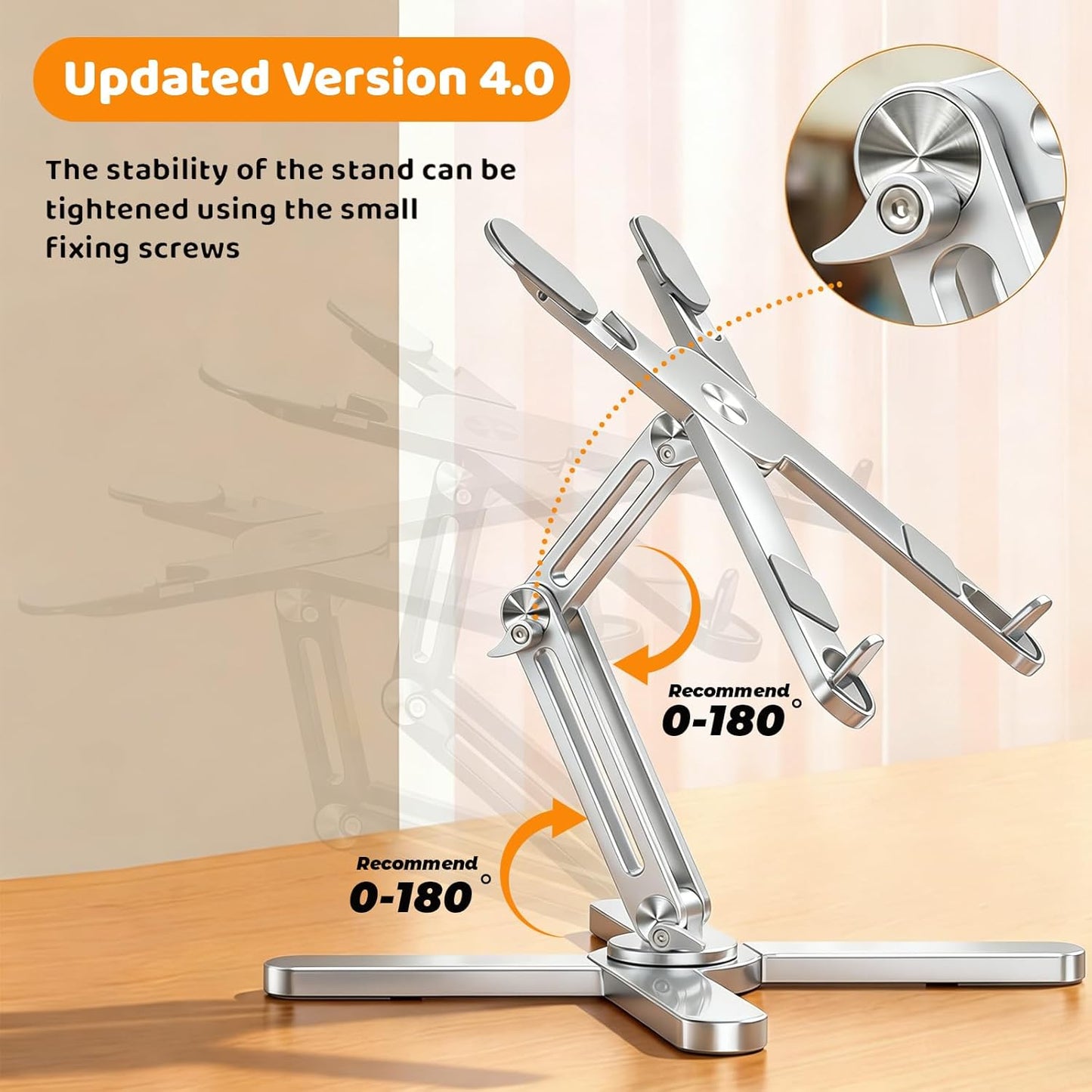 Moallia Laptop Stand with 360 Rotating Base, Computer Notebook Laptop Riser Metal Holder for Desk Collaborative Work, Fully Foldable for Easy Storage, Fits All MacBook, Laptops up to 16 inches