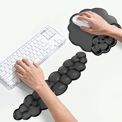 Keyboard Wrist Rest Set — Ergonomic Cloud Gel Wrist Rest Keyboard and Mouse Pad, Non-Slip Desk Accessories for Office and Home（White）