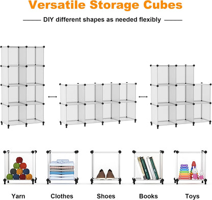 AWTATOS Cube Storage Organizer, 16 Cube Closet Organizer, Stackable Storage Cube Shelves, DIY Portable Closet Clothes Organizer Shelving for Bedroom, Closet, Wardrobe, Bathroom, White