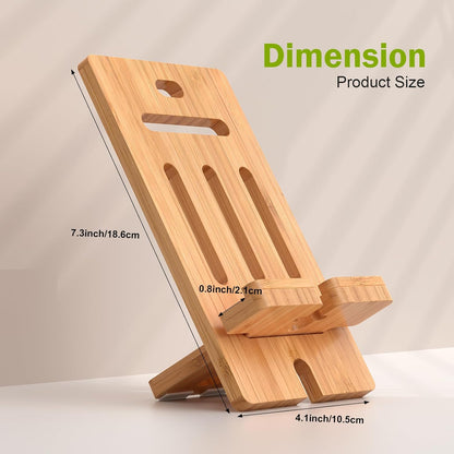 Pezin & Hulin Cell Phone Tablet Stand, Bamboo Wooden Smart Phone Desktop Charging Dock Holder Compatible with Pad, 8 Plus X XS Max XR, All Android Cellphone, Tablet - 1 Pack
