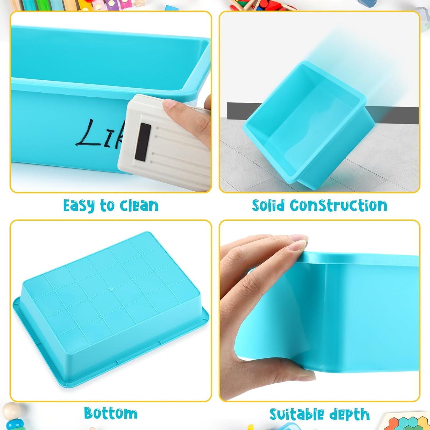Hoteam 10 Pcs Flat Storage Organizer Tray Bin Paper Tray for Classroom Plastic Stackable File Organizer for School Office Teacher Book Organization(Clear,13.78 x 9.84 x 3.15 Inch)