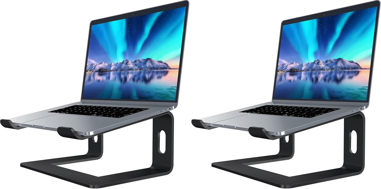 SOUNDANCE Laptop Stand, Aluminum Computer Riser, Ergonomic Laptops Elevator for Desk, Metal Holder Compatible with 10 to 15.6 Inches Notebook Computer, Silver