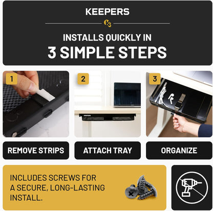 KEEPERS - Under Desk Drawer Slide Out – Metal Under Desk Storage Drawer for Office, Home, RV, Kitchen – Slim Under Table Attachment with Easy DIY Mount - Under Desk Organizer - Fits in 11x10x2In