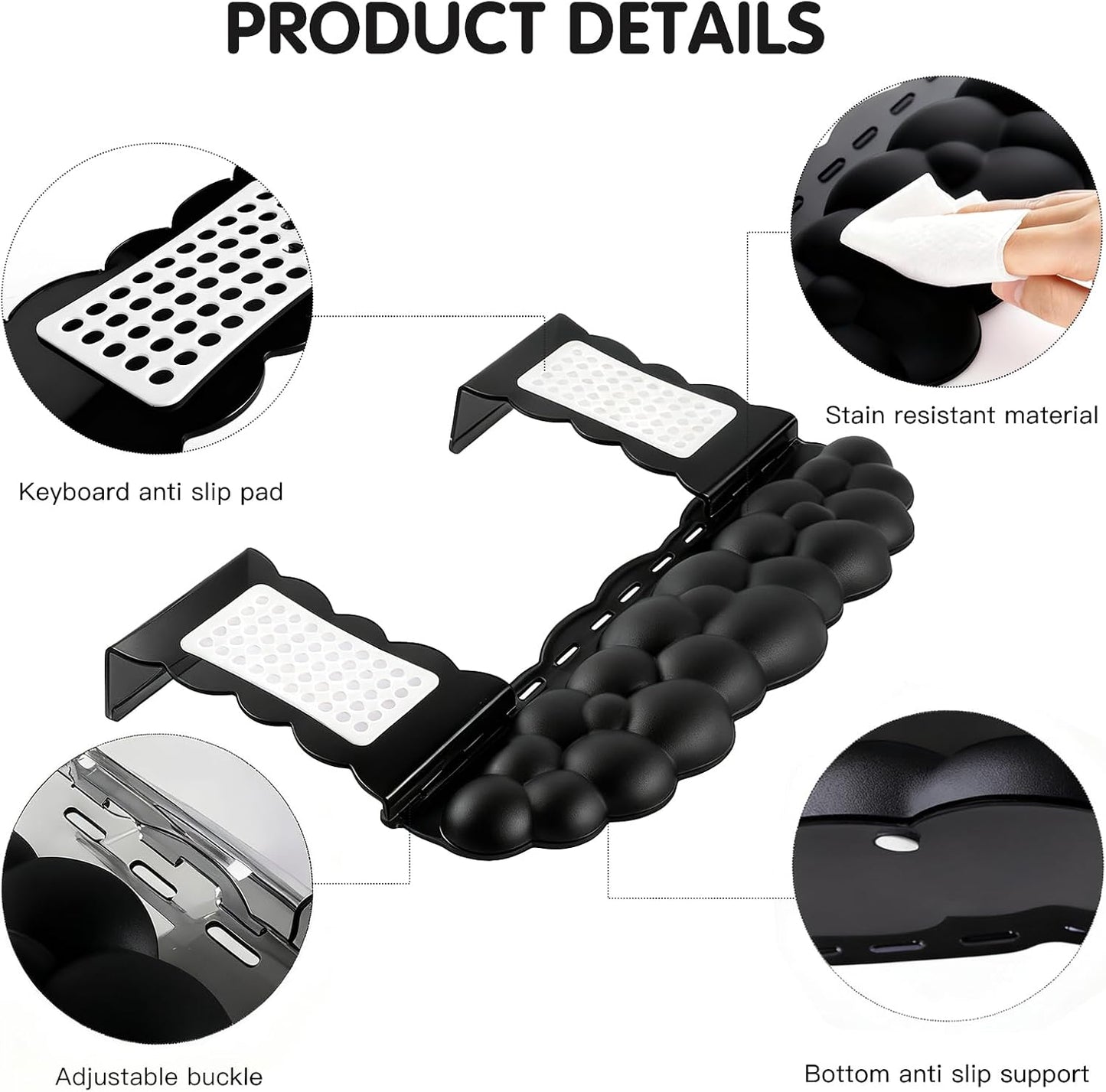 Ergonomic Keyboard Wrist Rest,Adjustable Tilt Stand Combo,Pink Acrylic Cloud Comfort Wrist Support, Customizable Width Riser for Home,Office Desk - Portable Comfortable Typing (Pink)