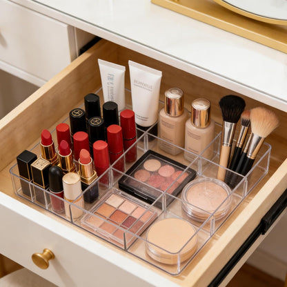 Expandable Desk Drawer Organizer, Expandable Storage Tray with Adjustable Compartments - Customizable Desk Organizer for Makeup, Utensils, Office Supplies, Junk Drawer & Bathroom