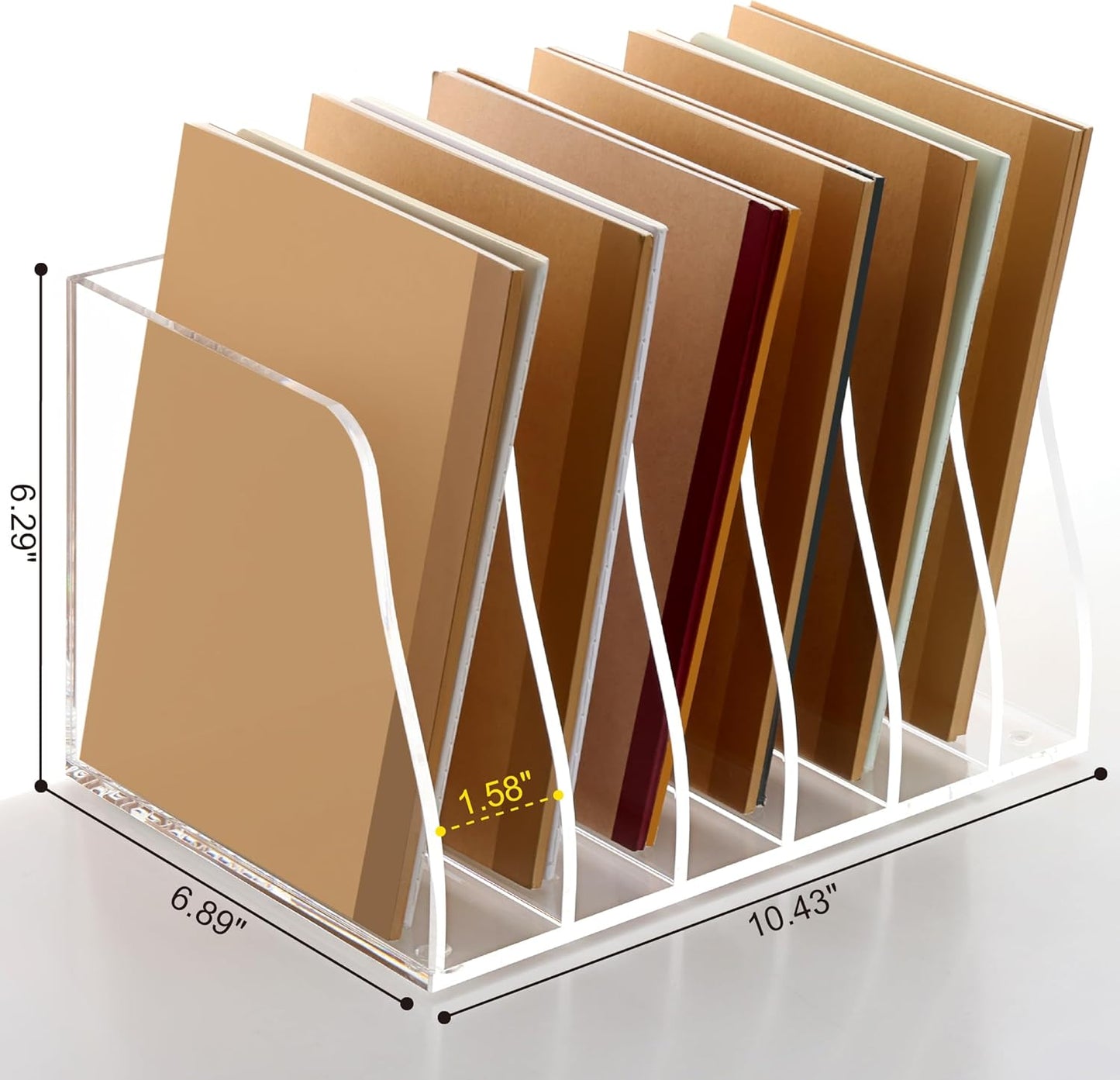 SANRUI Acrylic Magazine Holder Desk Organizer Workspace Sorters，Clear Bookend File Sorter Holder，Folder Rack, Office Accessories Organization Storage with 3 Vertical Compartments