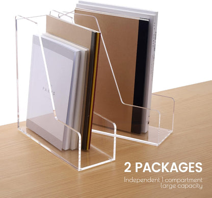 Magazine Holder, Clear Acrylic Magazine Rack, File Organizer for Office Desk, Book Organizer,-One-Piece-3 Vertical spaces,1 pack (B5)……