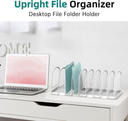 SUPEASY File Organizer for Desk, 5-Section Mesh Desk Organizer, Vertical File Holder Desktop Organizer File Sorter, File Folder Holder for Office Supplies, Black