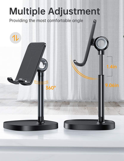 LISEN Cell Phone Stand Phone Holder for Desk Office Decor, Office Desk Accessories Women PC Gaming Essentials iPhone Stand Gadgets Men Gifts for Mom Fit OtterBox Case Switch iPad Air Tablet 4-10 in