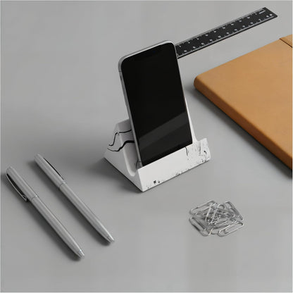 Concrete phone stand, desktop phone stand, multifunctional stand, compatible with iPhone 16/15/14/13/12 smartphones (Ink wash)