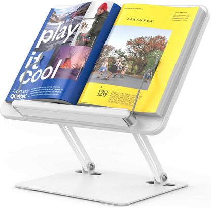 BESIGN BS01 Book Stand for Reading, Adjustable Book Holder, Ergonomic Laptop Stand with Elastic Page Clips for Music Scores, Recipe, Tablet, Laptop (Black)