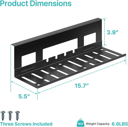 PEGZONE Under Desk Cable Management Tray, 31.5 Inches Metal Cord Organizer Rack, Desk Tray for Power Strip, Cord, Wire, Easy Mounting Cable Management Under Table for Home Office, Black