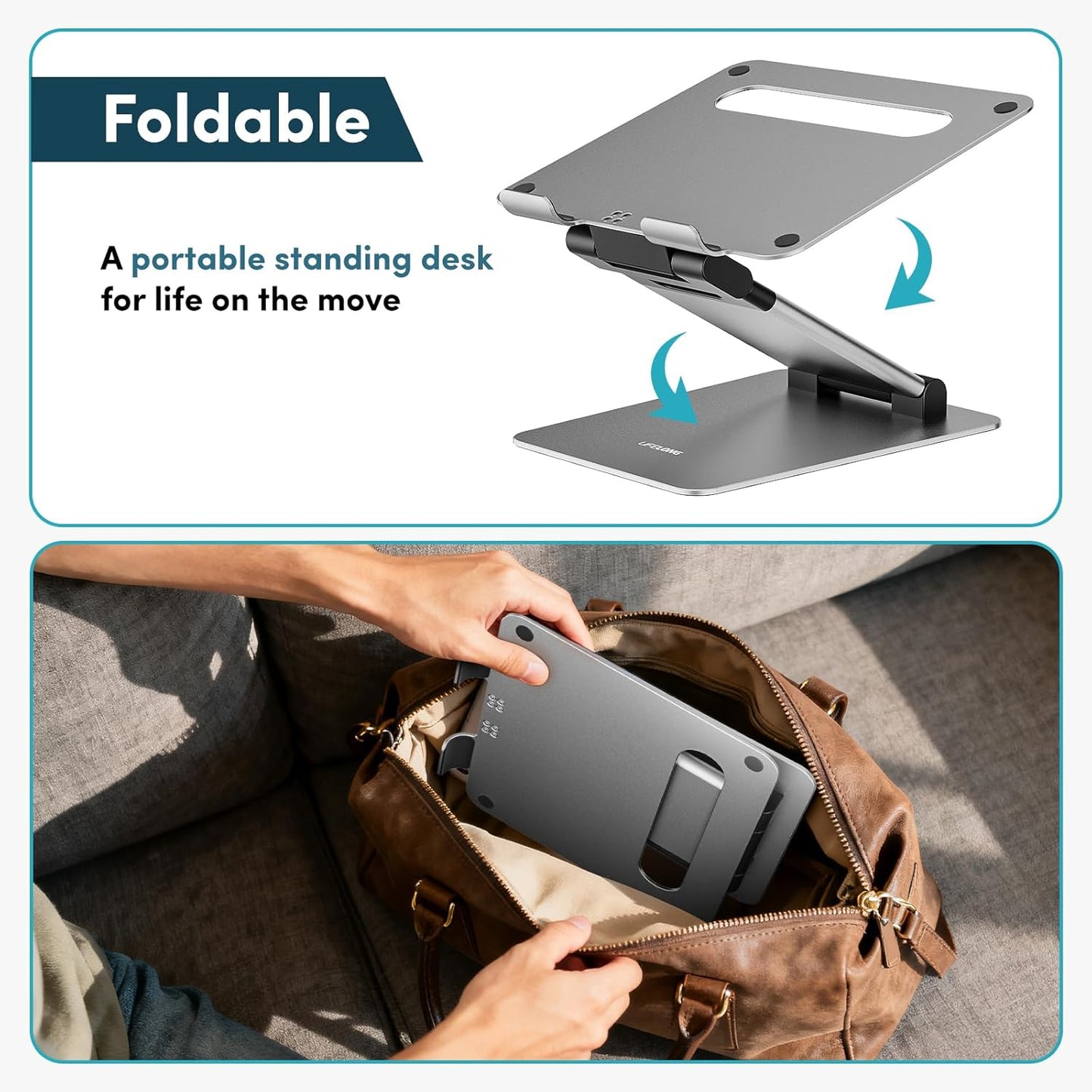 Lifelong Ergonomic Adjustable Laptop Stand for Desk - Height Up to 20" Portable Computer Laptop Riser Holder, Fits All MacBook Air & 10 15 17 Inches Laptops, Back to School Gift for Men & Women