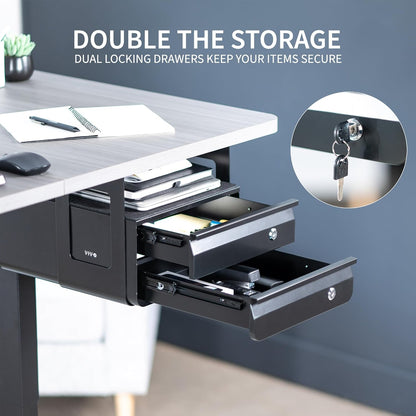 VIVO 13 Inch Under Desk Lockable Slide Out Drawer, Secure Home Office Storage Organizer, Steel, Black, DESK-AC03L-B