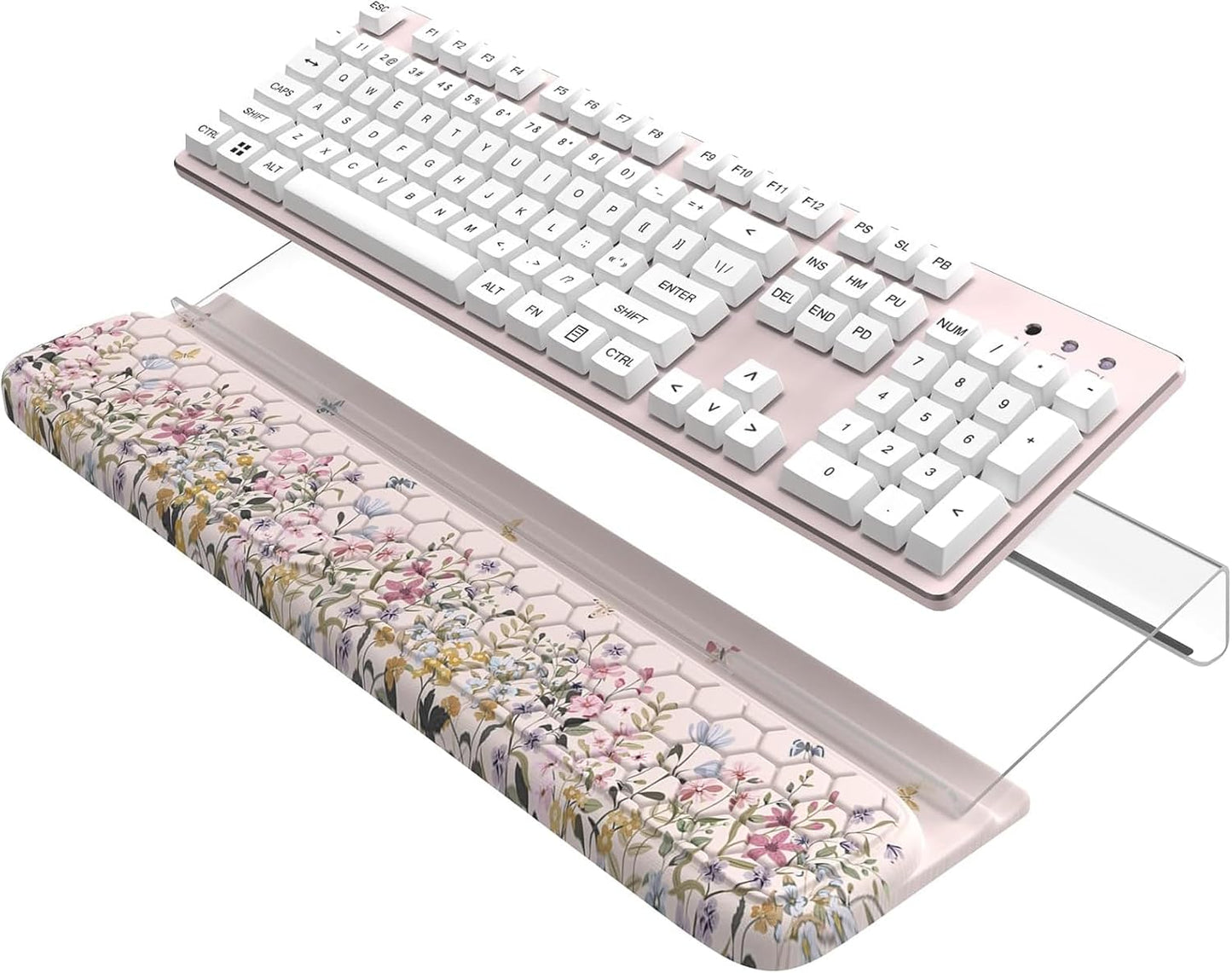 HAOCOO Ergonomic Keyboard Rest Wrist Pad,Comfortable Keyboard Wrist Rest Holder, 3-Level Height Adjustment Acrylic Keyboard Stand, Easy Typing Desk Accessories, Aesthetic Keyboard Riser for Desk