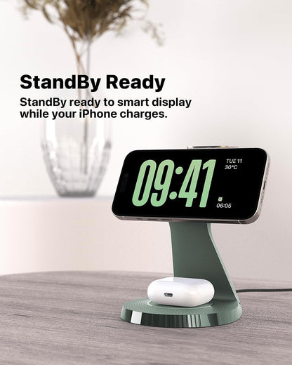 3 in 1 Charging Station for Apple Devices,Mag-Safe Charger Stand Fast Charging,Wireless Charger for iPhone 16/15/14/13/12 Series,& AirPods,& iWatch(USB-C Charger Included)