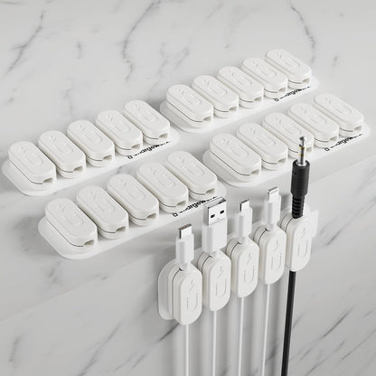 CHARGEWORX Pack of 5 Magnetic Cable Clips, Adhesive Cord Organizer for Desk, Nightstand, Wall or Car, Wire Holder for USB-C, Lightning and Micro-USB Cables