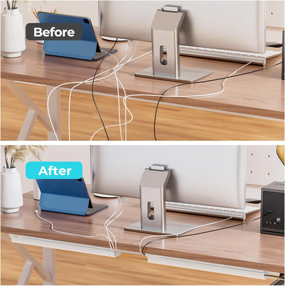 Delamu 2 Pack Safe & Tidy Cable Management Solution - Protect Kids & Pets with Home & Office Cable Management Under Desk, Cable Organizer, Cable Management Kit, Cord Organizer for Desk, 15.7in x 2