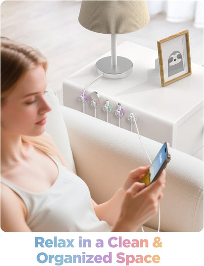 Cable Clips,8 Pack Cord Holder Cord Organizer [1s Lock & Strongest Adhesive] Spring Cord Clips Phone Charger Wire Desk Cable Management Nightstand Home Office School Decor Women Cute Desk Accessories