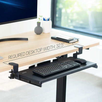VIVO Large Clamp-on Computer Keyboard and Mouse Under Desk Slider Tray, 27 x 11 inch Pull Out Platform Drawer, White, MOUNT-KB05W