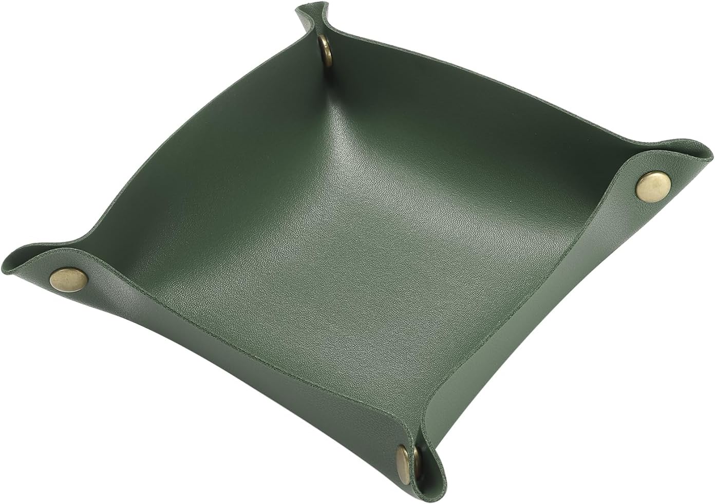 HARFINGTON PU Leather Valet Tray Unisex Folding Small Catchall Tray Portable Entryway Table Tray Nightstand Bedside Desk Tray for Key Wallet Watch Coin Jewelry Dice, Gray