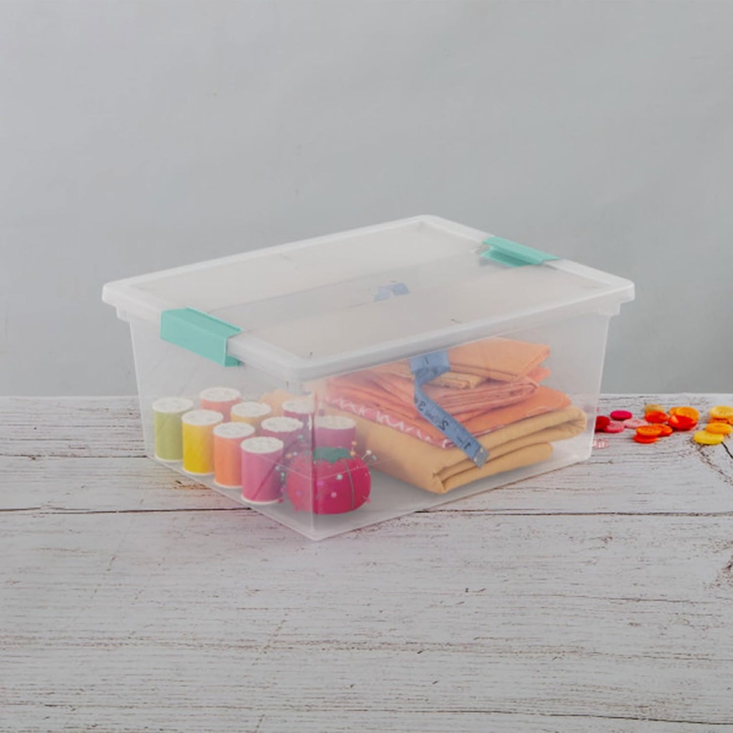 Sterilite 12-Pack Clip Box, Stackable Clear Plastic Bins with Latching Lids, Large - Writing, Arts or Crafts Supplies Storage Containers for Home, Office, Classroom and Workshop Organization