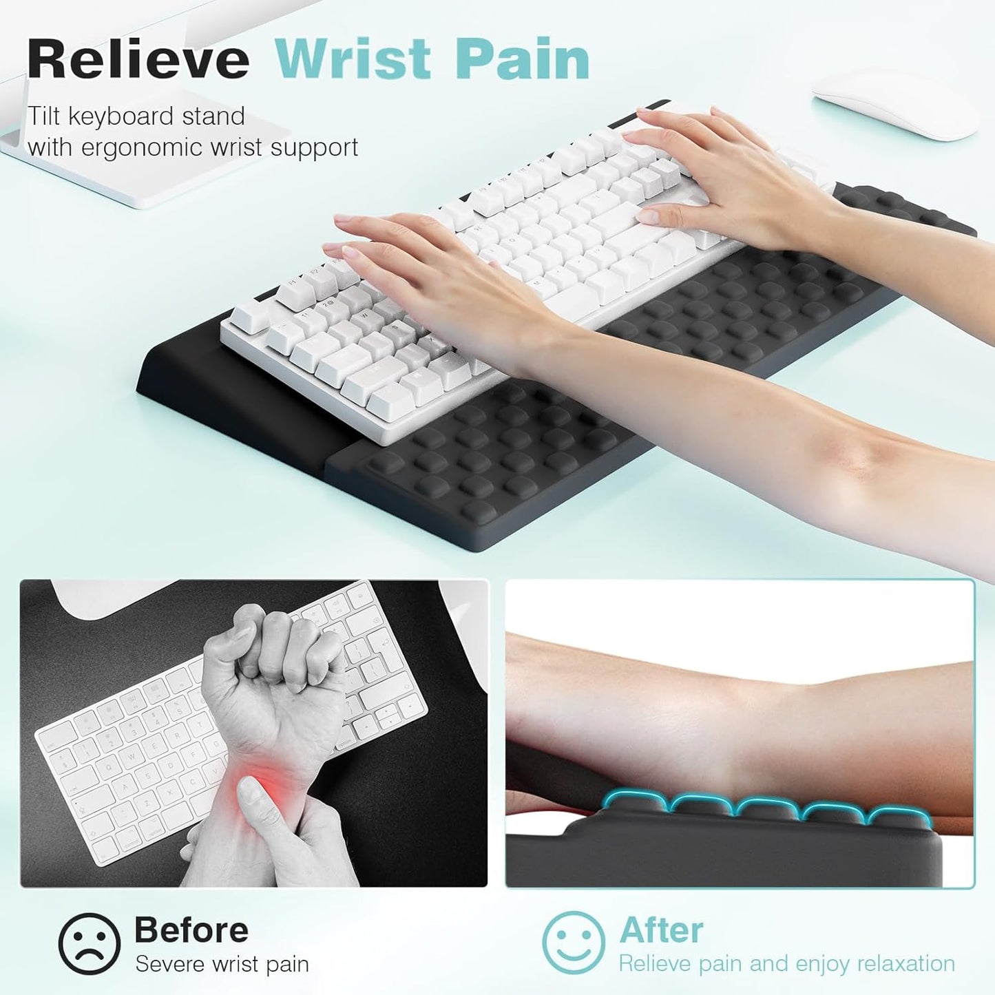 Ospelelf Keyboard Wrist Rest, Comfortable Ergonomic Keyboard Stand Riser Holder for Office Home