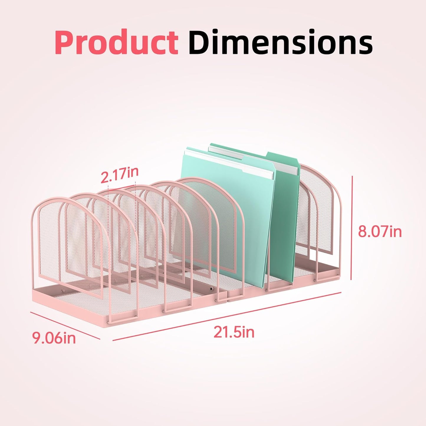 SUPEASY File Organizer for Desk, 5-Section Mesh Desk Organizer, Vertical File Holder Desktop Organizer File Sorter, File Folder Holder for Office Supplies, Black
