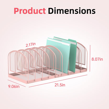 SUPEASY File Organizer for Desk, 5-Section Mesh Desk Organizer, Vertical File Holder Desktop Organizer File Sorter, File Folder Holder for Office Supplies, Black