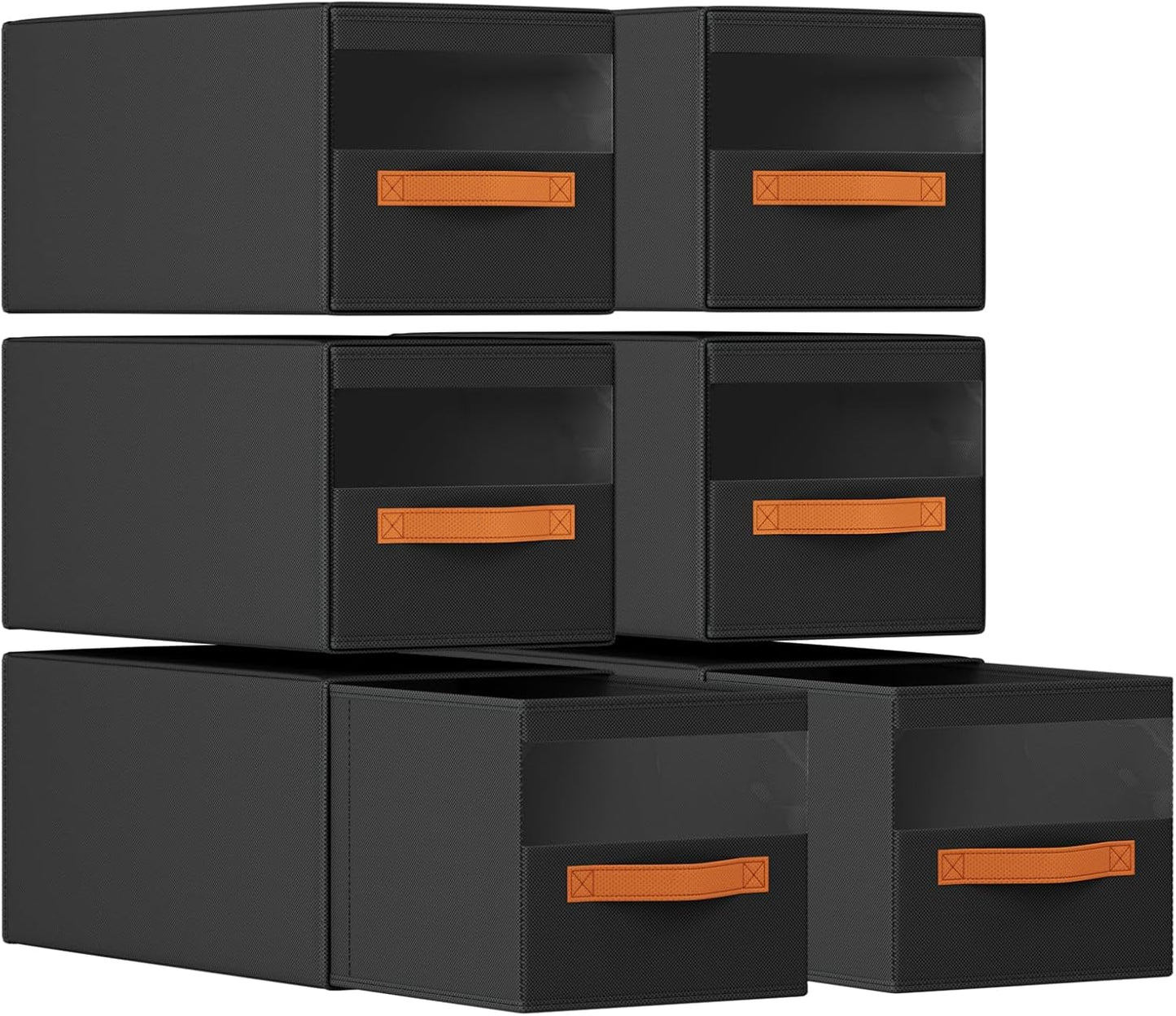 DIMJ Closet Organizers and Storage - Fabric Bins with Drawers for Closet Foldable Clothes Organizers with Clear Window, Stackable Storage Drawers Units for Bedroom, Living Room, 4-Pack, Grey