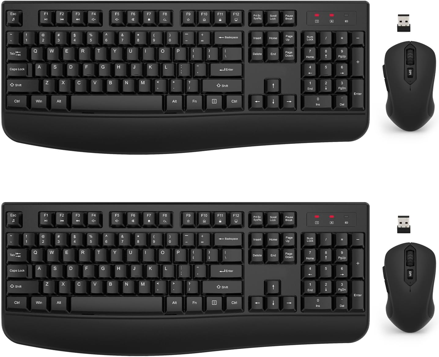 Wireless Keyboard and Mouse Combo, EDJO 2.4G Full-Sized Ergonomic Computer Keyboard with Wrist Rest and 3 Level DPI Adjustable Wireless Mouse for Windows, Mac OS Desktop/Laptop/PC