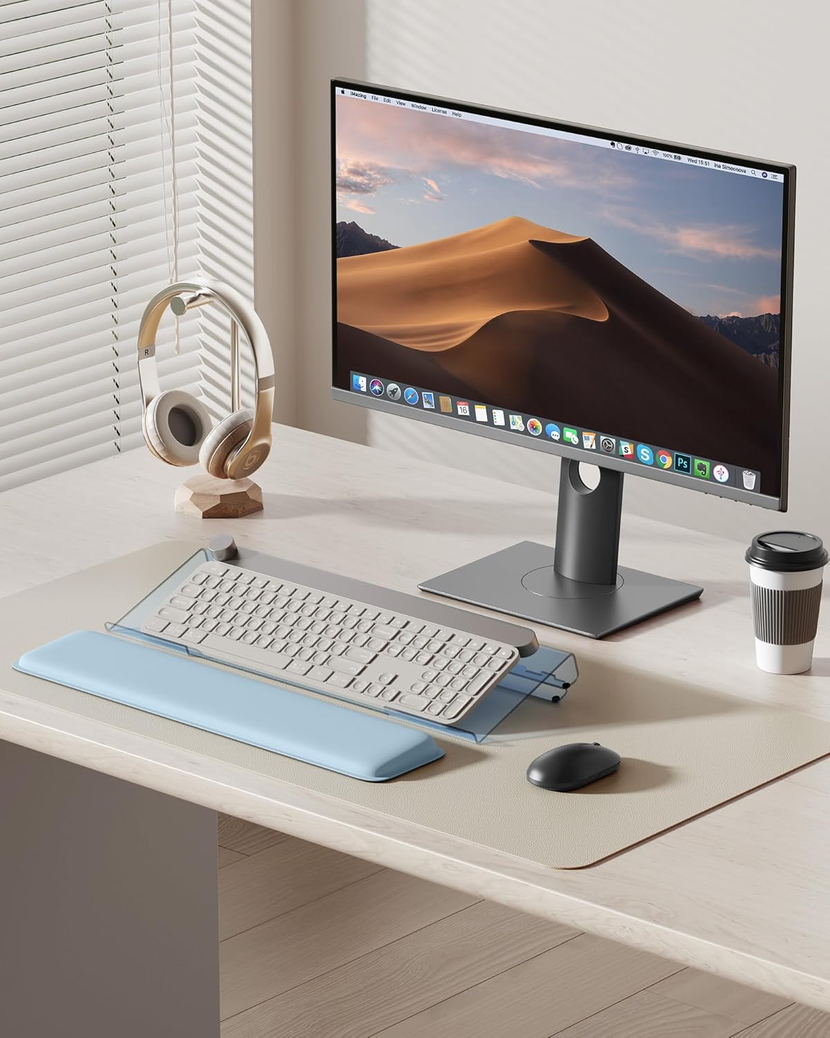 Laborio Computer Keyboard Stand for Desktop, 2-Level Height Adjustment Keyboard Wrist Rest, Non-Slip Key Board Riser Pad for Office, Gaming, and Home Desks