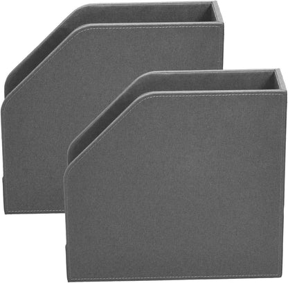 MobileVision Bamboo Vertical File Folder Holder & Office Product Organizer, Store Files, Magazines, Notepads, Books and more, 2 Pack Combo Set