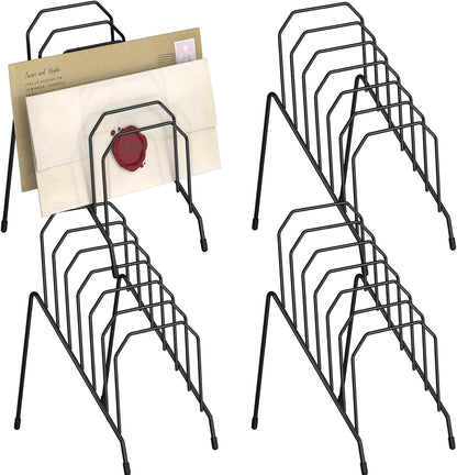 Gawerk Incline Desk Mail Organizer, Mail Sorter Letter Organizer Rack with 6-Section Vertical Compartments Rack for Letters, Postcards, Brochures, Mail Holder for Office, Home, School (2 Pack)