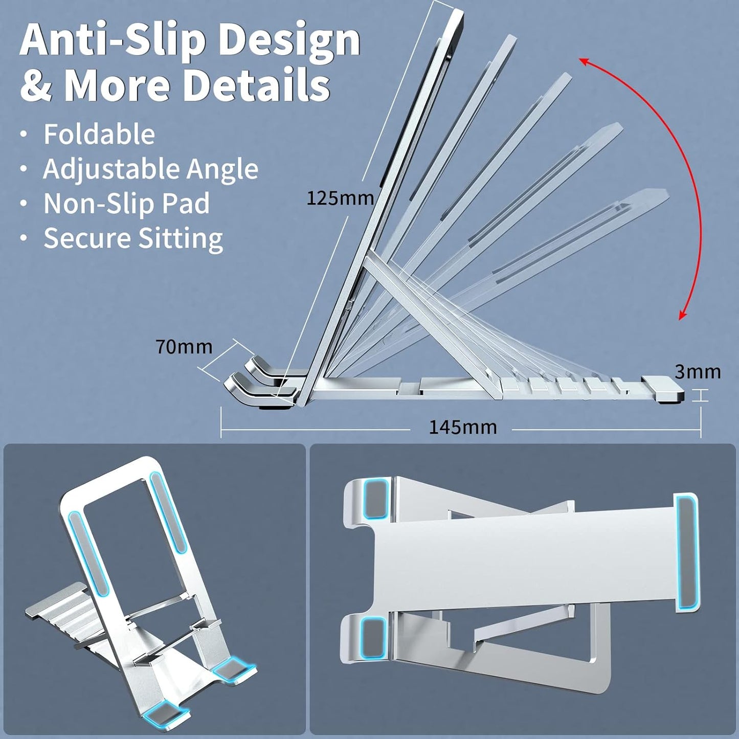 Cell Phone Stand for iPhone 17 Pro Max 17e 16e 16 15 14 13 for Samsung S26 Ultra S25 S23 A17 A16 Pixel 10a Aluminum Adjustable Cradle Holder Tablet Kickstand for iPad mini Air Desk Home Office,Silver