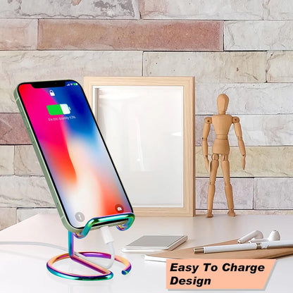 ROPOSY Cell Phone Stand for Desk, Cute Metal Gold Cell Phone Stand Holder Desk Accessories, Compatible with All Mobile Phones, iPhone, iPad