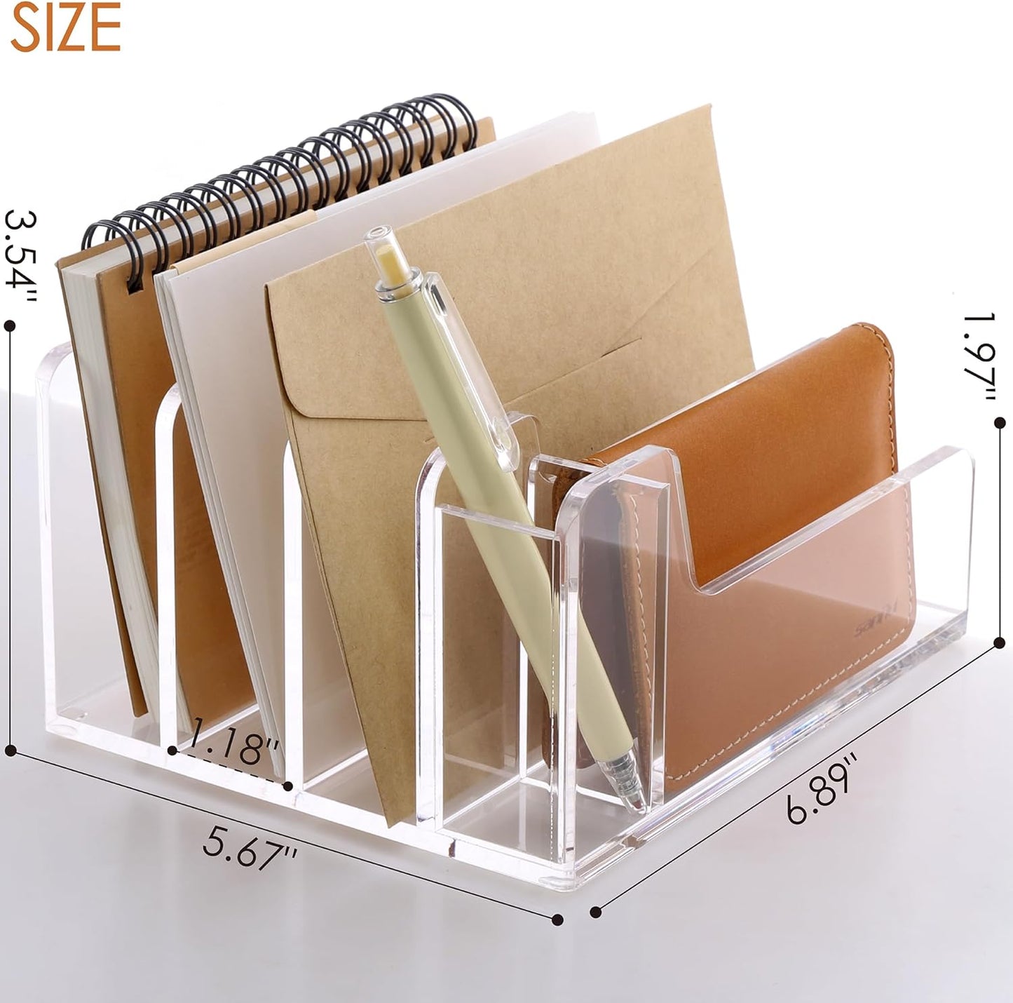 SANRUI 3 Compartments Mail Organizer Letter Holder for Desk ,Vertical Letter Holder,File Sorter Acrylic Desk Organizer Office Supplies,Clear