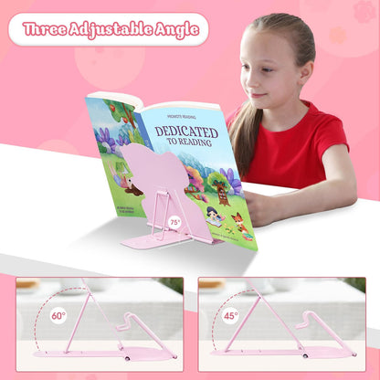 Honagu Book Stand Book Holder Metal Desk Book Stand for Reading Hands Free, Adjustable Textbooks Cookbook Documents Holder, Book Stand for Girls and Boys, Ideal Gift (Camping)