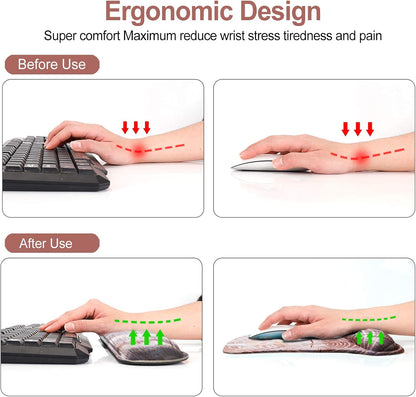 Keyboard Wrist Rest Pad Ergonomic Mouse Pad Set, ToLuLu Gel Mouse Pad Wrist Support for Computer Laptop, Mousepad Keyboard Wrist Support with Memory Foam for Easy Typing Pain Relief, Van Gogh Painting