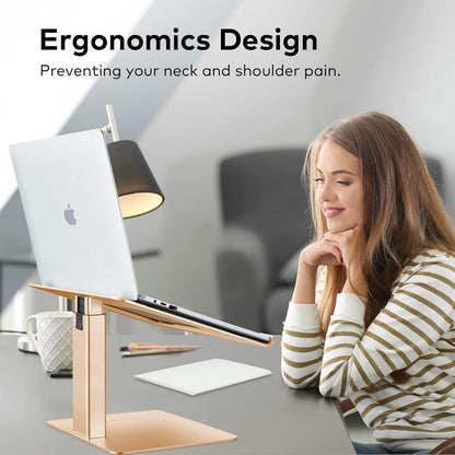 Laptop Stand for Desk, Ergonomic Aluminum Laptop Stand Adjustable Height from 7-15", Sitting and Standing Laptop Riser for 10-17" Notebook