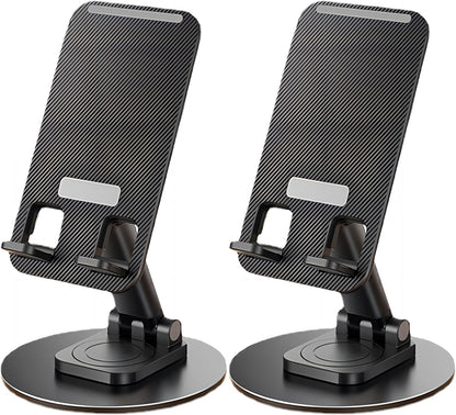 Cell Phone Stand, Adjustable Phone Holder 360° Rotation Fully Foldable Desktop Dock Compatible with iPhone 16 15 14 13 Pro Max Android Smartphone E-Reader Tablets (Black)